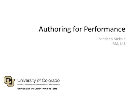 Authoring for Performance