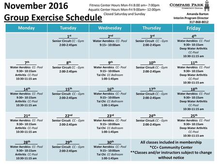 Group Exercise Schedule