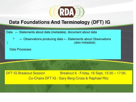 Data Foundations And Terminology (DFT) IG