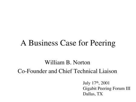 A Business Case for Peering