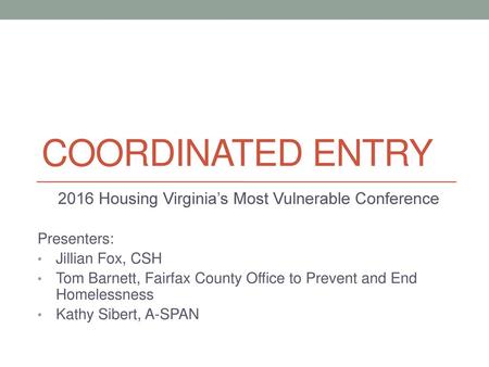 2016 Housing Virginia’s Most Vulnerable Conference