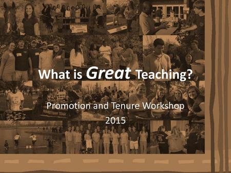 Promotion and Tenure Workshop 2015