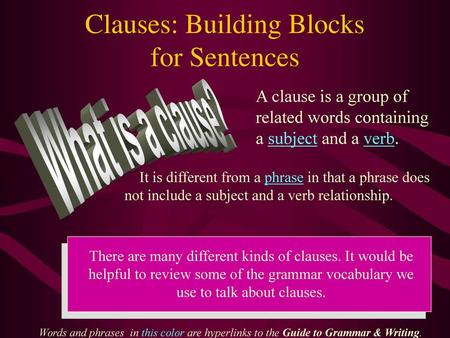 Clauses: Building Blocks for Sentences