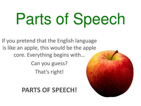 Parts of Speech PARTS OF SPEECH!