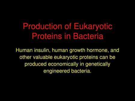 Production of Eukaryotic Proteins in Bacteria