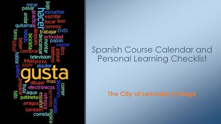 Spanish Course Calendar and Personal Learning Checklist