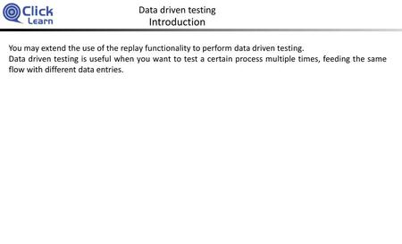 Introduction Data driven testing