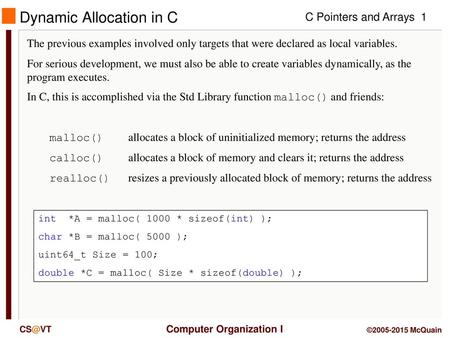 Dynamic Allocation in C