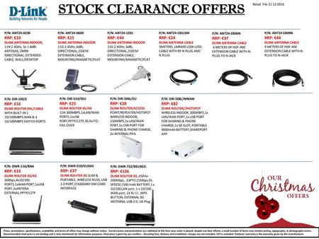 STOCK CLEARANCE OFFERS