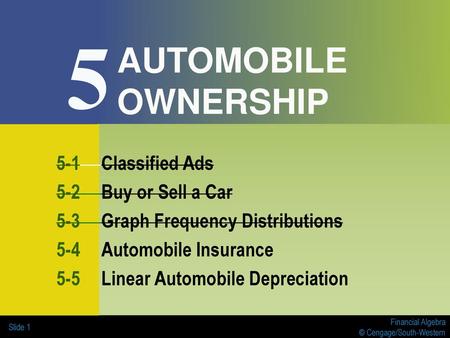 5 AUTOMOBILE OWNERSHIP 5-1 Classified Ads 5-2 Buy or Sell a Car