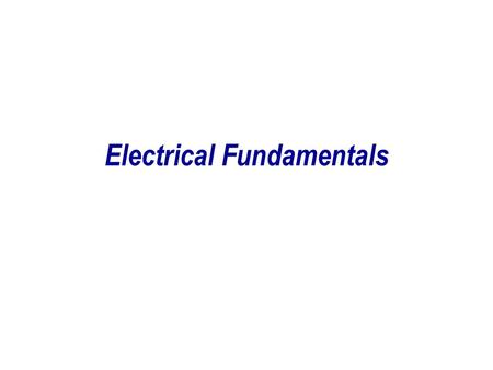 Electrical Fundamentals