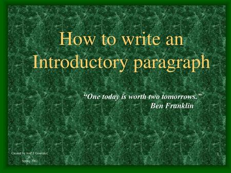 How to write an Introductory paragraph