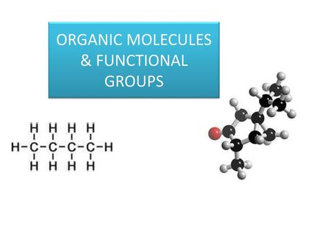 ORGANIC MOLECULES & FUNCTIONAL GROUPS