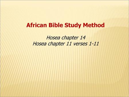 African Bible Study Method