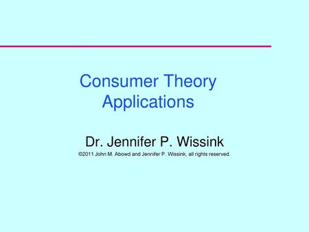 Consumer Theory Applications