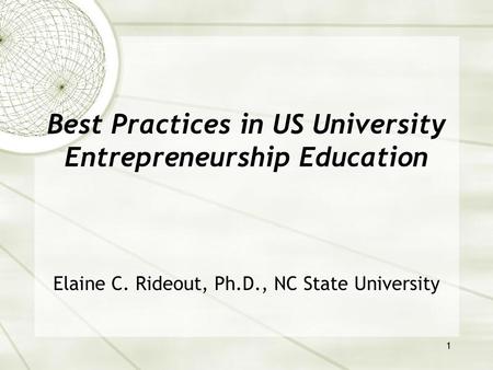 Best Practices in US University Entrepreneurship Education