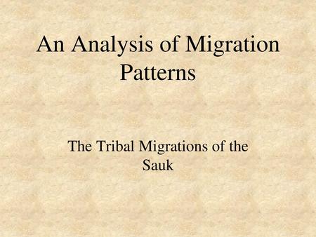 An Analysis of Migration Patterns