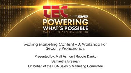 Making Marketing Content – A Workshop For Security Professionals