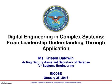 Acting Deputy Assistant Secretary of Defense for Systems Engineering