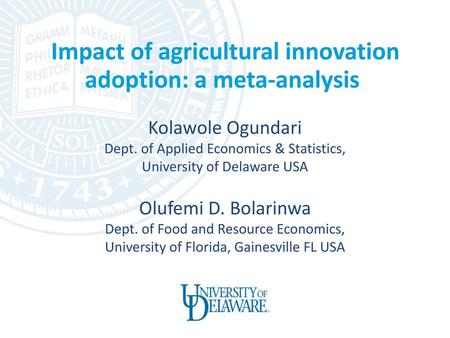 Impact of agricultural innovation adoption: a meta-analysis