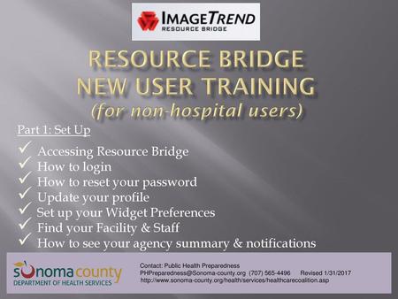 Resource Bridge New user Training (for non-hospital users)