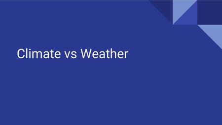 Climate vs Weather.