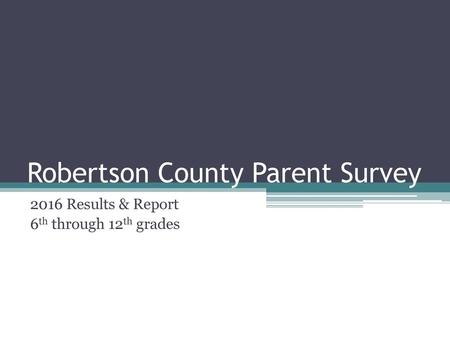 Robertson County Parent Survey