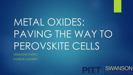 METAL OXIDES: PAVING THE WAY TO PEROVSKITE CELLS