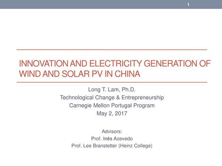 Innovation and electricity generation of wind AND solar PV in China