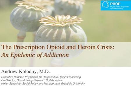 The Prescription Opioid and Heroin Crisis: An Epidemic of Addiction