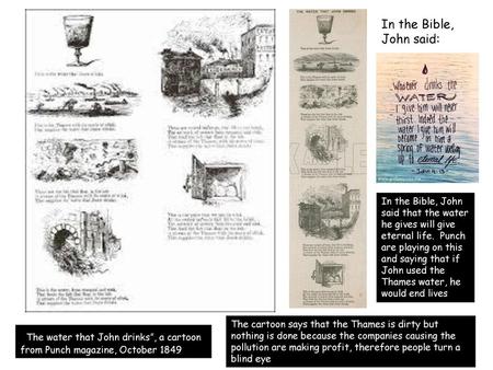 In the Bible, John said: In the Bible, John said that the water he gives will give eternal life. Punch are playing on this and saying that if John used.