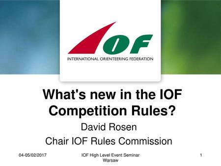 What's new in the IOF Competition Rules?