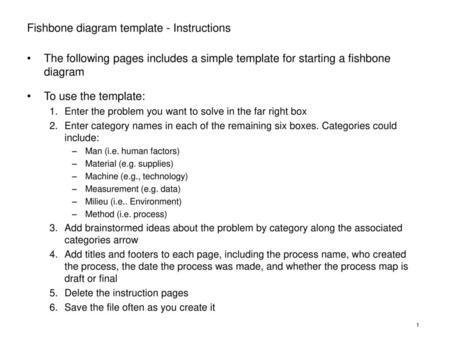 Fishbone diagram template - Instructions