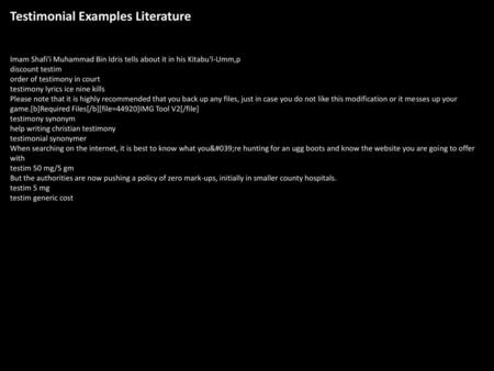 Testimonial Examples Literature