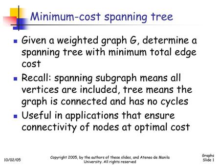 Minimum-cost spanning tree