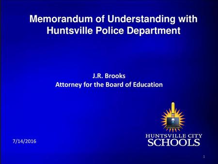 Memorandum of Understanding with Huntsville Police Department