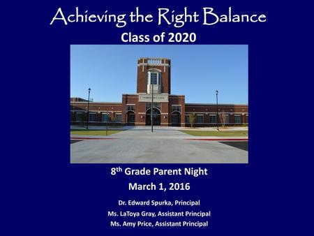 Achieving the Right Balance Class of 2020