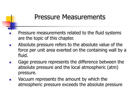 Pressure Measurements