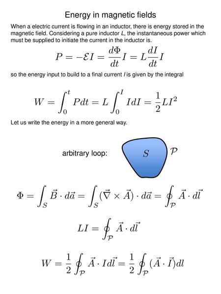 Energy in magnetic fields