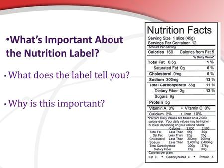 What’s Important About the Nutrition Label?