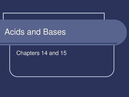 Acids and Bases Chapters 14 and 15.