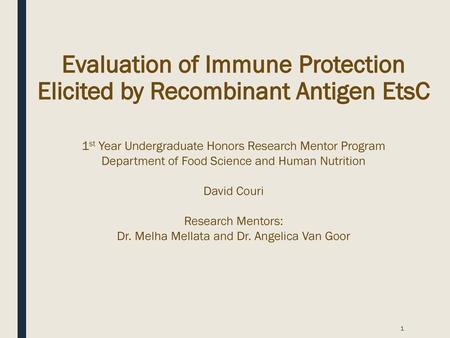 Evaluation of Immune Protection Elicited by Recombinant Antigen EtsC