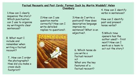 8. What must I include and remember when writing a factual recount?