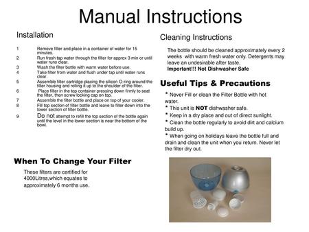 Manual Instructions Installation Cleaning Instructions