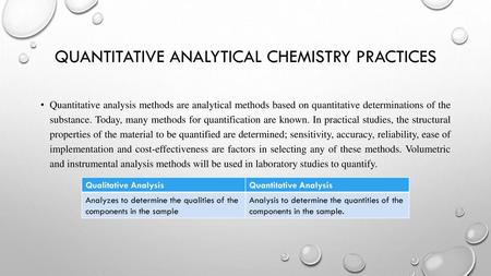 QUANTITATIVE ANALYTICAL CHEMISTRY PRACTICES