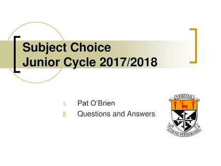 Subject Choice Junior Cycle 2017/2018