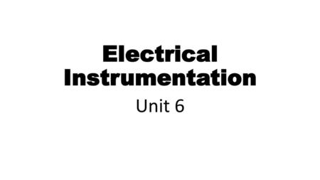 Electrical Instrumentation