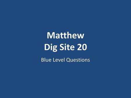 Matthew Dig Site 20 Blue Level Questions.