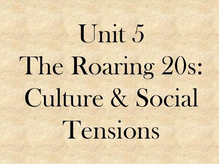 Culture & Social Tensions