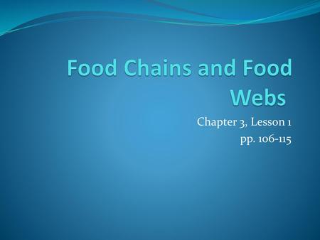 Food Chains and Food Webs